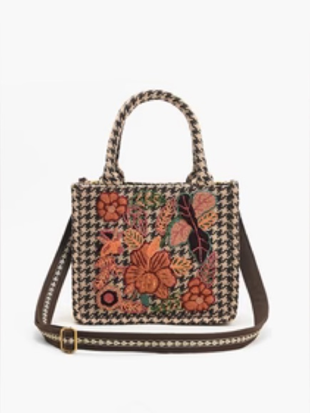 America and Beyond - Embellished Crossbody Tote Bag Floral Satchel
